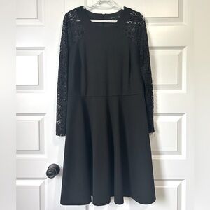 Black Long Lace Sleeve Dress